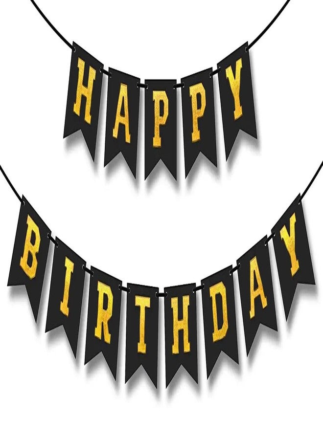 Arnavira Happy Birthday Banner/Bunting with Holographic 3d Effect For Kids, Boys, Girls, Wife, Husband Birthday Celebration Party (Yellow) - Image 1